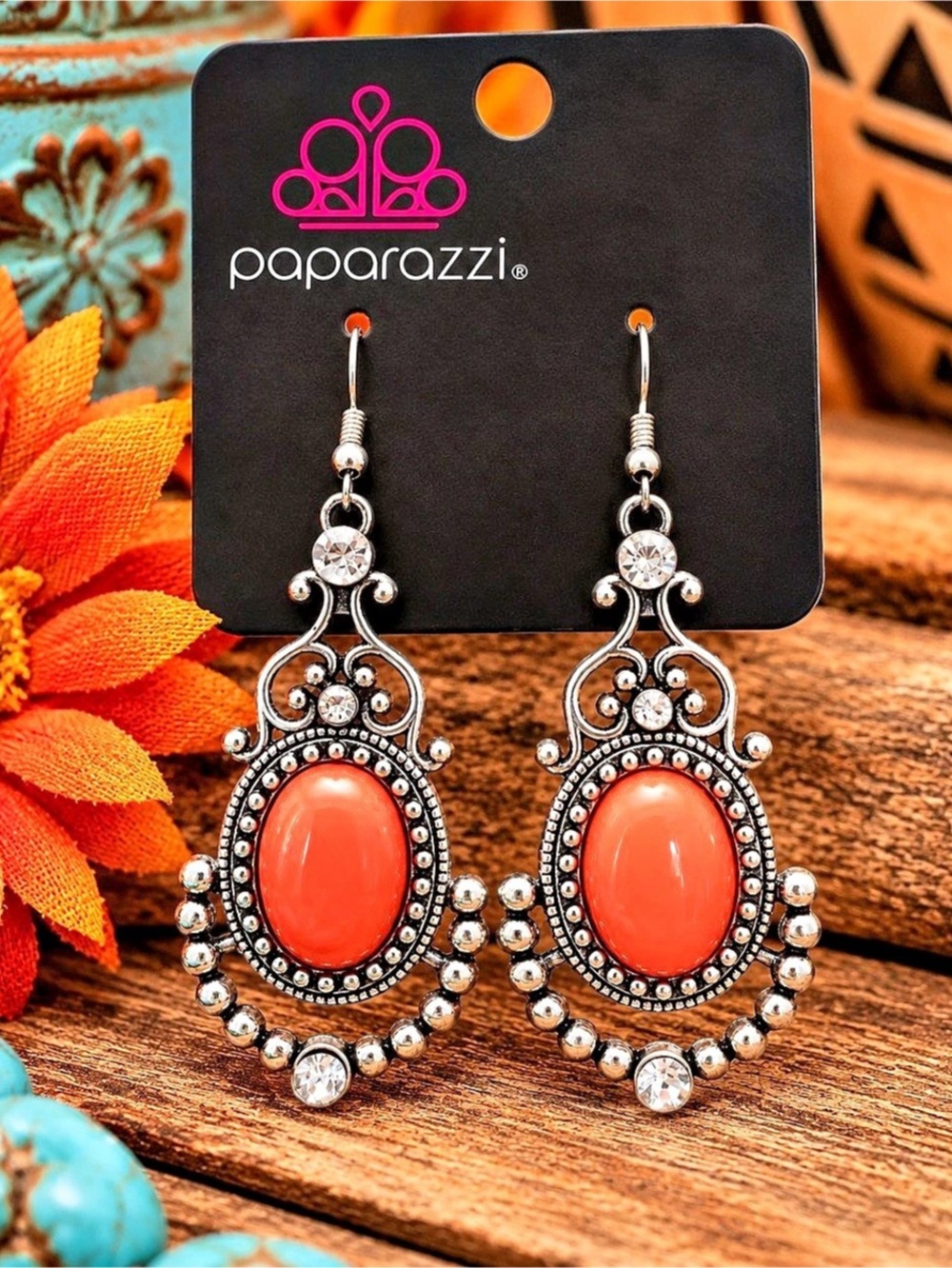 Paparazzi Orange Statement Dangle Earrings NWT